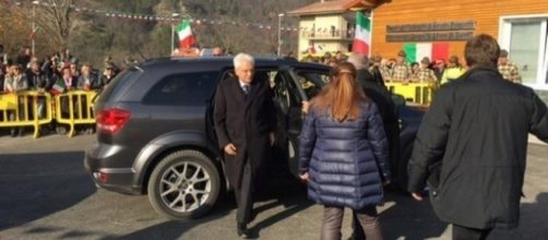 L'arrivo del presidente della Repubblica Sergio Mattarella nella scuola di Centrale di Acquasanta Terme