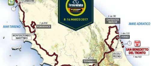 Il percorso della Tirreno Adriatico 2017.