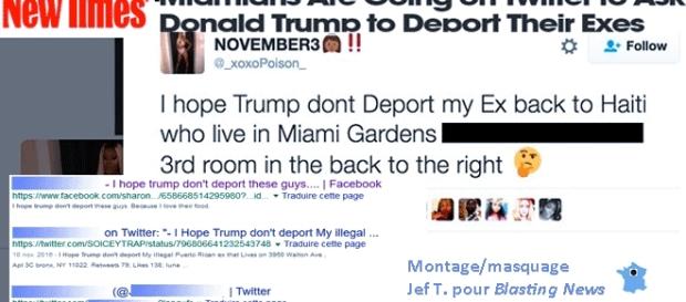 Si vous cherchez ''Hope Trump"+Deport sur Google, vous trouverez facilement de multiples messages de délation visant des immigrés Si vous cherchez ''Hope Trump"+Deport sur Google, vous trouverez facilement de multiples messages de délation visant des immigrés