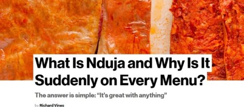 Nduja, Il prodotto tipico calabrese conquista il mondo anglosassone