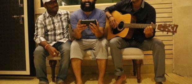 A working still from Bairavaa music sittings image credits : Twitter A working still from Bairavaa music sittings image credits : Twitter