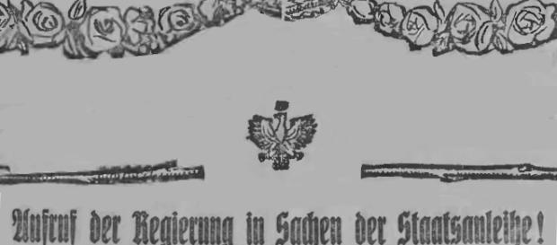 Biały orzeł wśród róż – symbol miłości ojczyzny polskich Niemców, „Neue Lodzer Zeitung" 1920 Biały orzeł wśród róż – symbol miłości ojczyzny polskich Niemców, „Neue Lodzer Zeitung" 1920