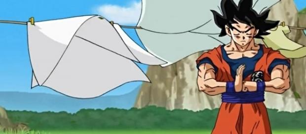Goku tratando de sentir la presencia de Hit Goku tratando de sentir la presencia de Hit