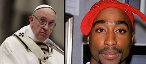 Papa Bergoglio a sinistra, Tupac Shakur a destra.