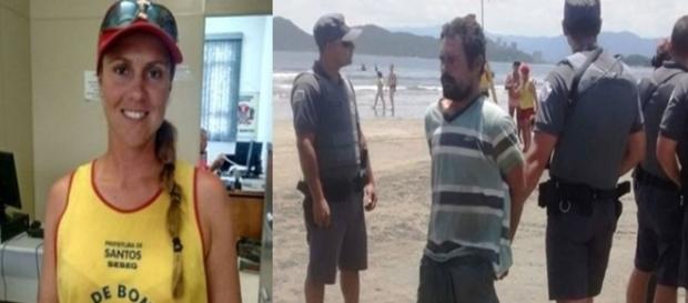 Na primeira imagem a guarda-vidas que conseguiu salvar a criança, e na oura o homem que inexplicavelmente quis afogar o menino. Na primeira imagem a guarda-vidas que conseguiu salvar a criança, e na oura o homem que inexplicavelmente quis afogar o menino.