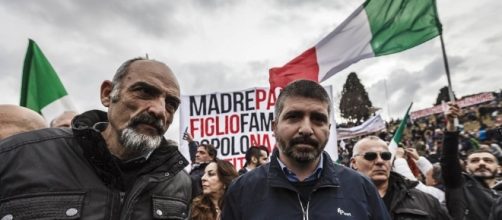 Di Stefano durante una manifestazione a Roma.