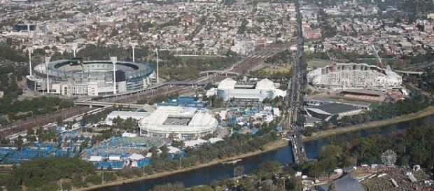 Melbourne Park tennis grounds for the Australian Open (Credit: annieb - wikimedia.org) Melbourne Park tennis grounds for the Australian Open (Credit: annieb - wikimedia.org)