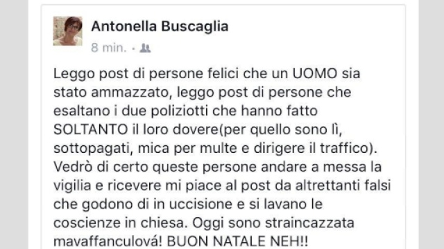 Ecco il post della grillina che ha suscitato scalpore.