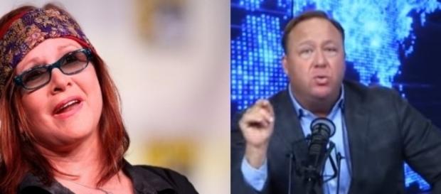 Alex Jones, Carrie Fisher, via YouTube Alex Jones, Carrie Fisher, via YouTube