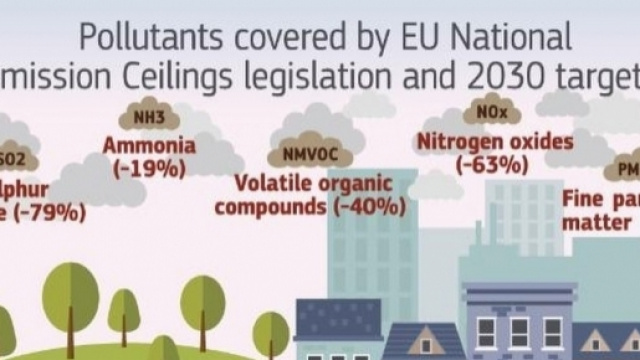 Le percentuali dei maggiori cinque inquinanti dell'aria che si prevede di ridurre entro il 2030.