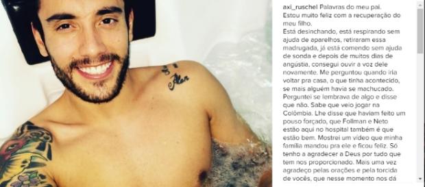 Alan Ruschel: sobrevivente do acidente aéreo da Chapecoense (Foto: Reprodução/Instagram) Alan Ruschel: sobrevivente do acidente aéreo da Chapecoense (Foto: Reprodução/Instagram)