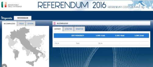 Pagina ufficiale del Ministero dell'Interno, risultati ore 12.00 dei votanti del 4 dicembre 2016