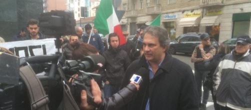 Roberto Fiore Segretario Nazionale di Forza Nuova intervistato a Torino durante la manifestazione