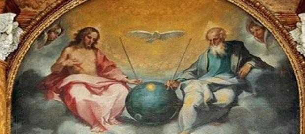 Pintura em igreja da Toscana mostra Deus e Jesus entre uma emblemática esfera (USD) Pintura em igreja da Toscana mostra Deus e Jesus entre uma emblemática esfera (USD)