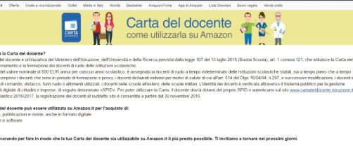 Il comunicato stampa di Amazon circa la possibilità di spendere il bonus
