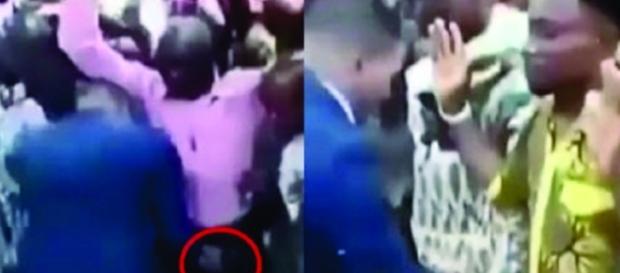 Nas imagens, ele aparece dando uns apertões nas áreas íntimas de dezenas de homens que ficam ao seu redor Nas imagens, ele aparece dando uns apertões nas áreas íntimas de dezenas de homens que ficam ao seu redor