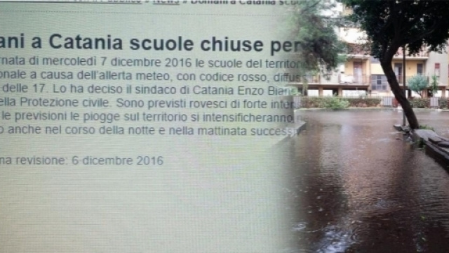 Il comunicato meteo rielaborato dallo studente catanese