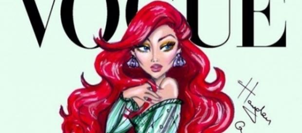 Princesa da Disney Ariel, desenhada pelo ilustrador britânico Hayden Williams como se estivesse na capa da revista Vogue Princesa da Disney Ariel, desenhada pelo ilustrador britânico Hayden Williams como se estivesse na capa da revista Vogue