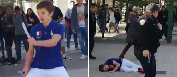 Un elev de la un liceu din Nevada a fost împușcat după ce și-a amenințat colegii cu un cuțit - Foto: Capturi YouTube Un elev de la un liceu din Nevada a fost împușcat după ce și-a amenințat colegii cu un cuțit - Foto: Capturi YouTube