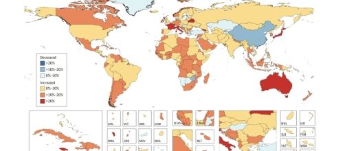 La mappa sull'incidenza del cancro nel mondo pubblicata contestualmente alla ricerca