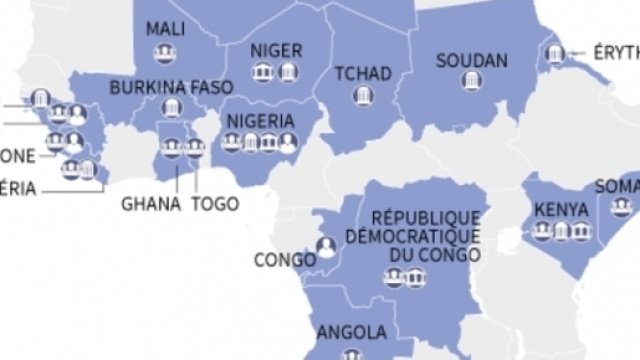 Paesi africani controllati con il sistema satellitare. (foto Le Monde)