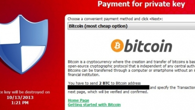 La schermata che appare con Cryptolocker