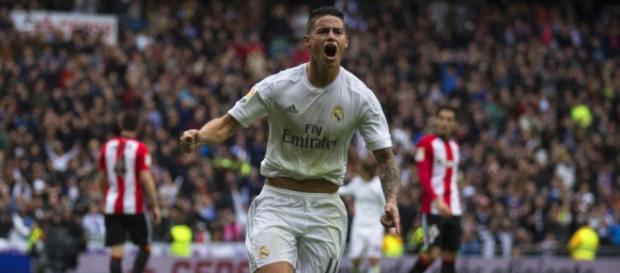 Celebración del gol de James en el minuto 37 Celebración del gol de James en el minuto 37