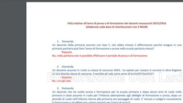 anno di prova e formazione risposta ai dubbi