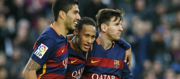 El tridente imparable del Barcelona. El tridente imparable del Barcelona.