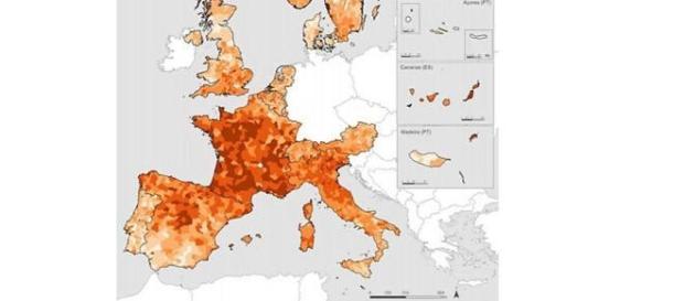 Mapa de longevidad en Europa desde 1975 Mapa de longevidad en Europa desde 1975