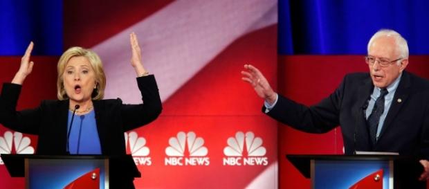 Sen. Bernie Sanders (D-VT) on the debate stage. Sen. Bernie Sanders (D-VT) on the debate stage.