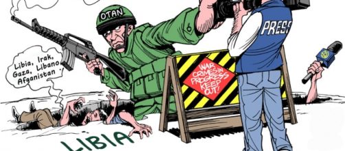 Caricatura representando la situación en Libia