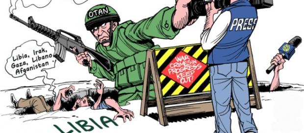 Caricatura representando la situación en Libia Caricatura representando la situación en Libia