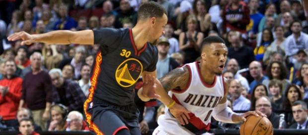 Stephen Curry e Damian Lillard. Stephen Curry e Damian Lillard.