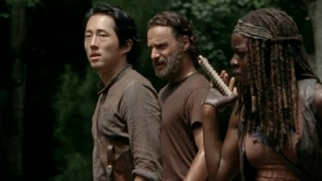 Glenn, Rick e Michonne di The Walking Dead