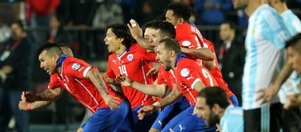 Chile celebra el penalti final de Copa América Chile celebra el penalti final de Copa América