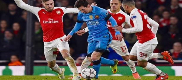 Lionel Messi en el partido frente al Arsenal Lionel Messi en el partido frente al Arsenal