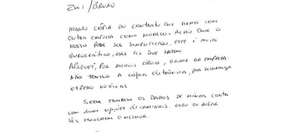 Cópia do bilhete enviado por Mônica Cópia do bilhete enviado por Mônica