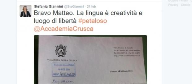 Il tweet del ministro Giannini. Il tweet del ministro Giannini.