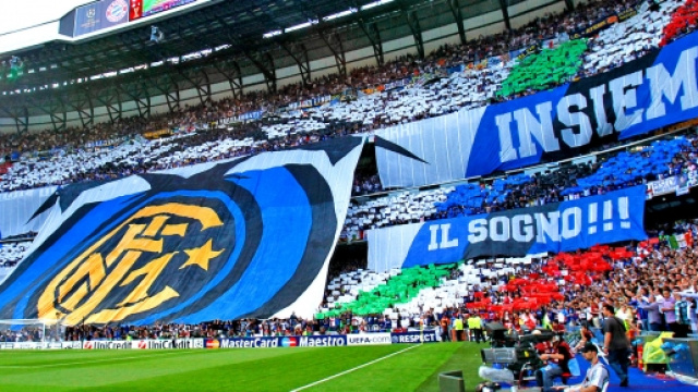 La curva nerazzura allo stadio Meazza
