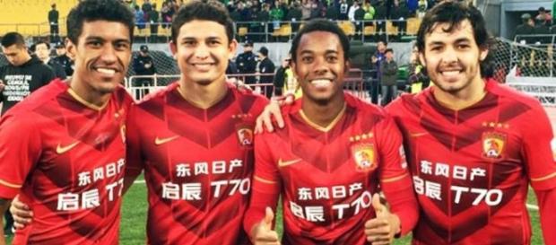 Robinho e Ricardo Goulard, estrelas do Guangzhon Robinho e Ricardo Goulard, estrelas do Guangzhon