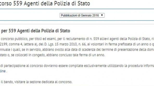 Concorso Polizia di Stato 2016 559 allievi agenti