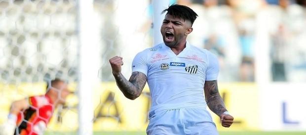 Gabigol comemora tento do Santos no Paulista 2016 Gabigol comemora tento do Santos no Paulista 2016