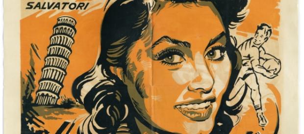 Il cartellone di un film con Sofia Loren Il cartellone di un film con Sofia Loren