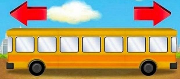 O autocarro vai para a esquerda ou para a direita? O autocarro vai para a esquerda ou para a direita?
