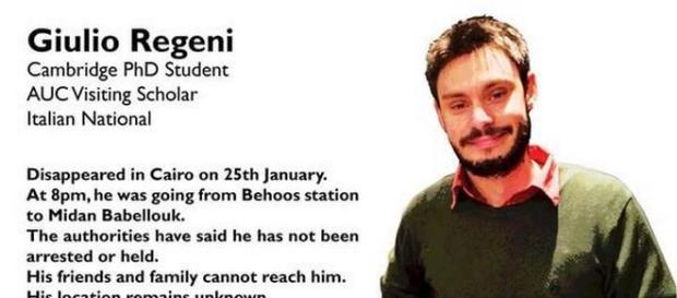 Manifesto per Giulio Regeni diffuso nei social Manifesto per Giulio Regeni diffuso nei social