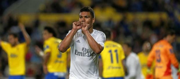 Casemiro celebrando el gol que marcó a Las Palmas. Casemiro celebrando el gol que marcó a Las Palmas.