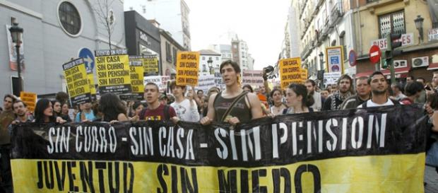 Manifestación de jóvenes en precario en España Manifestación de jóvenes en precario en España