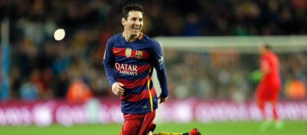 Messi festeja un gol esta temporada con el Barça Messi festeja un gol esta temporada con el Barça