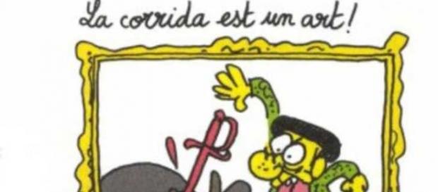 Dibujo de Charlie Hebdo contra las corridas. Dibujo de Charlie Hebdo contra las corridas.